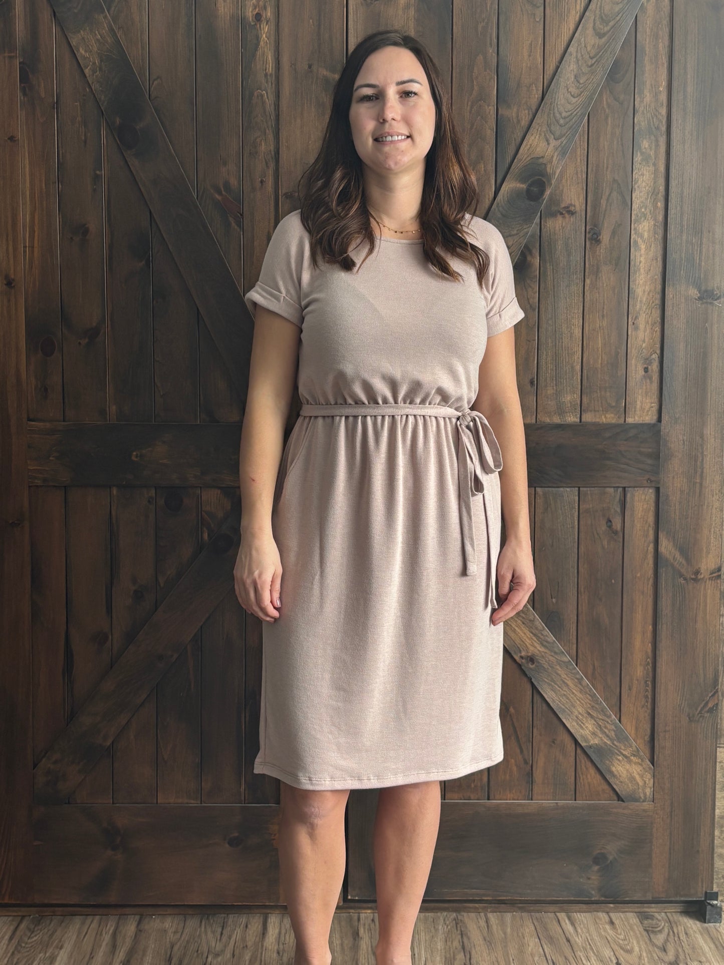 Soft Elegance Cinched Waist Dress