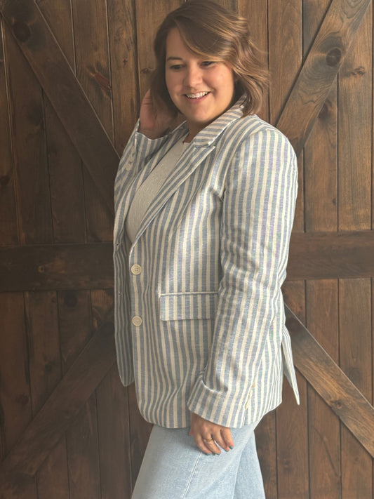 The Coastal Breeze Striped Blazer