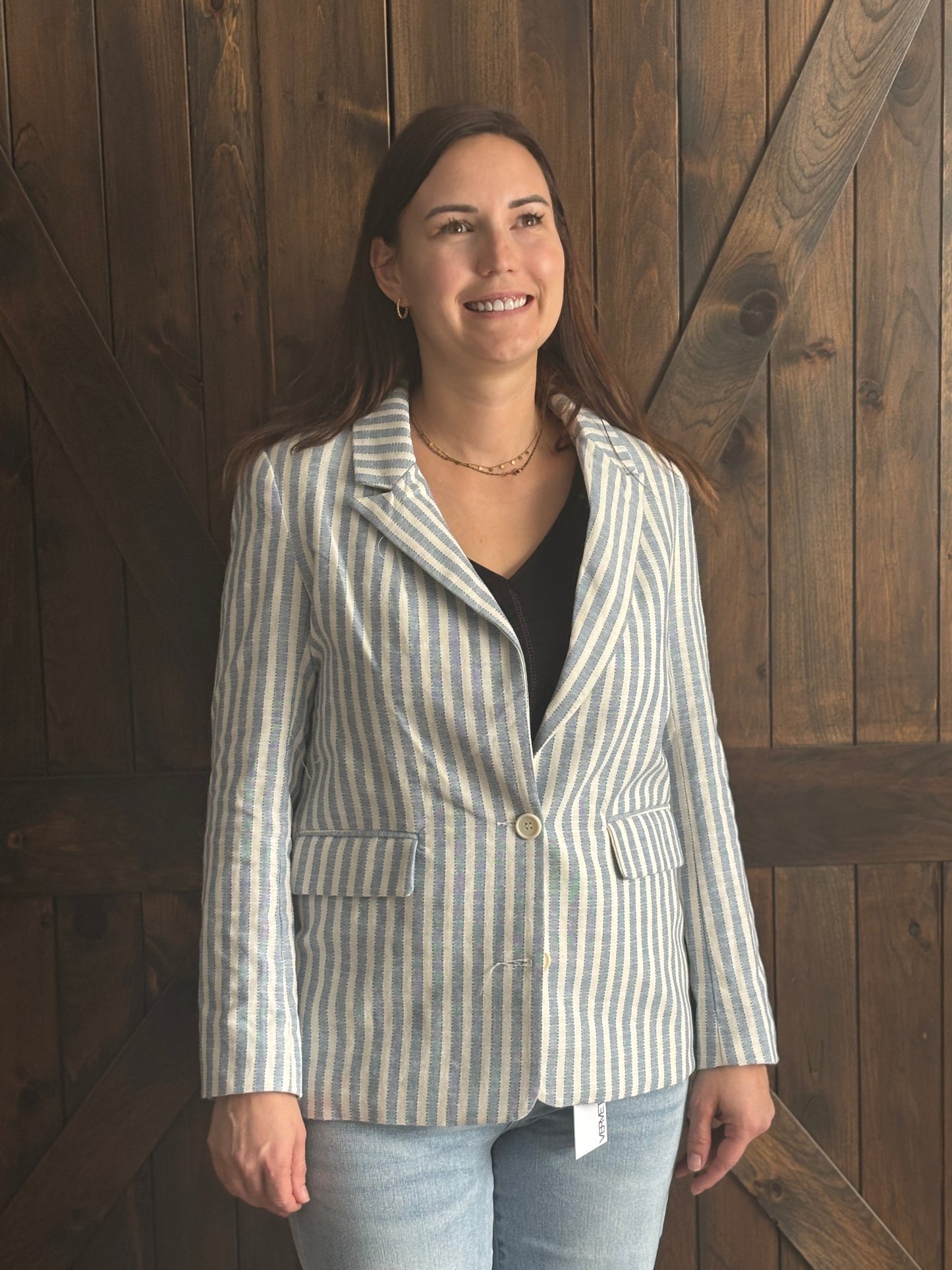 The Coastal Breeze Striped Blazer