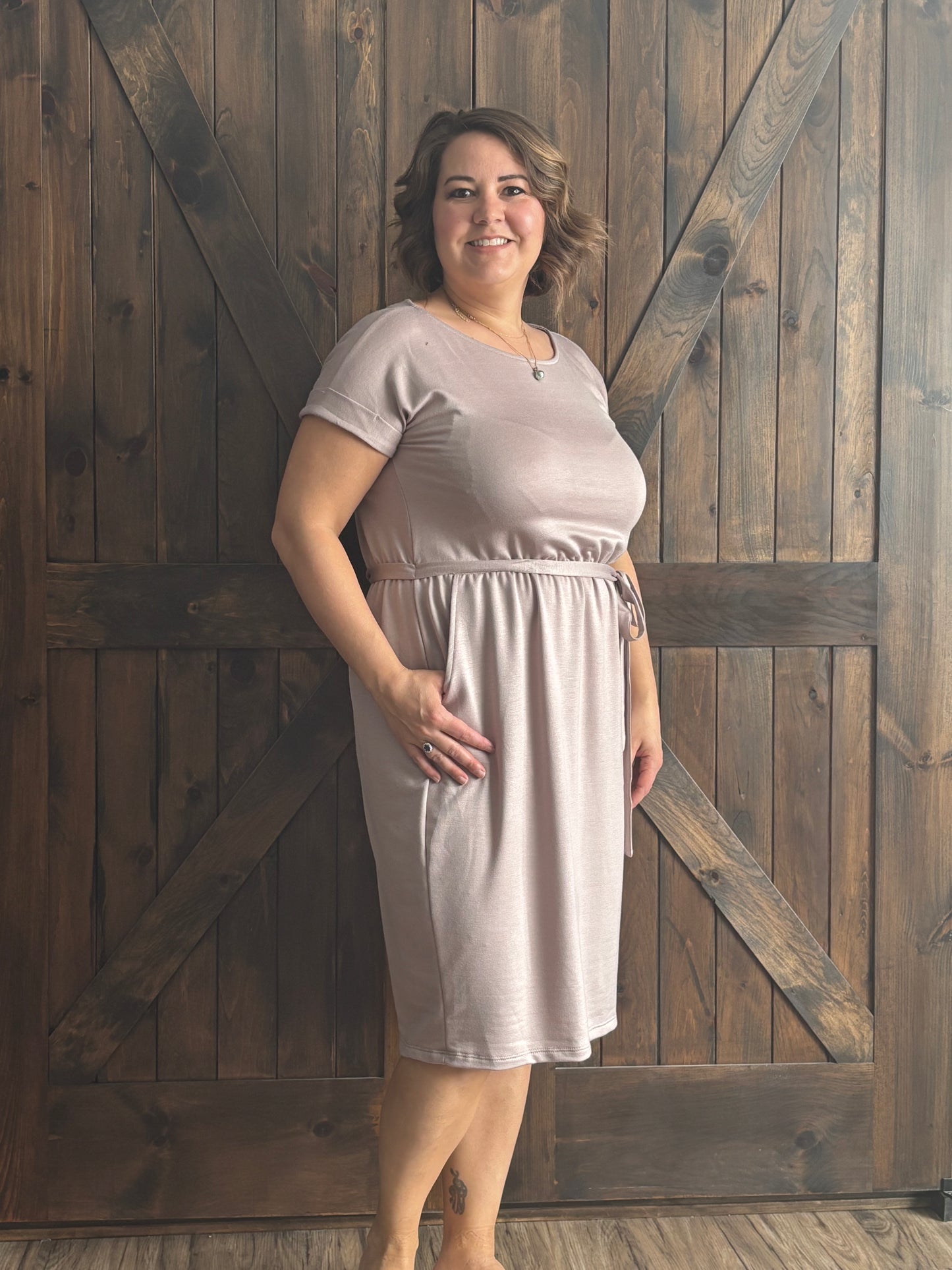 Soft Elegance Cinched Waist Dress
