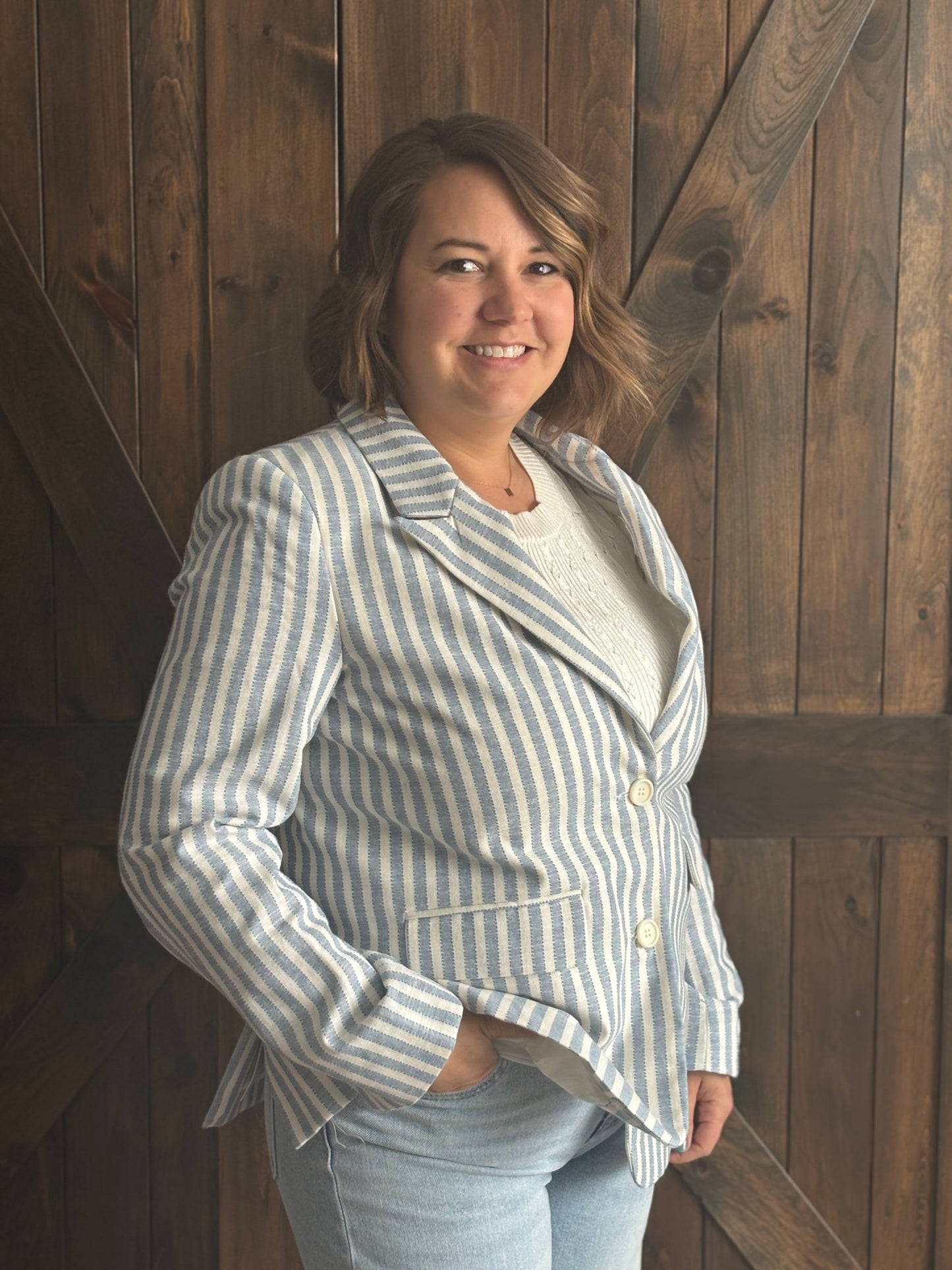The Coastal Breeze Striped Blazer
