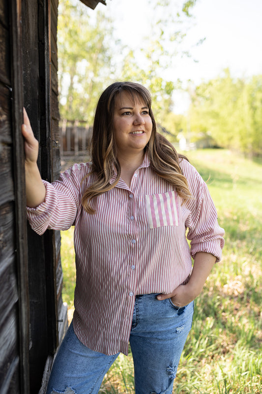 Pink Pinstripe Button Down