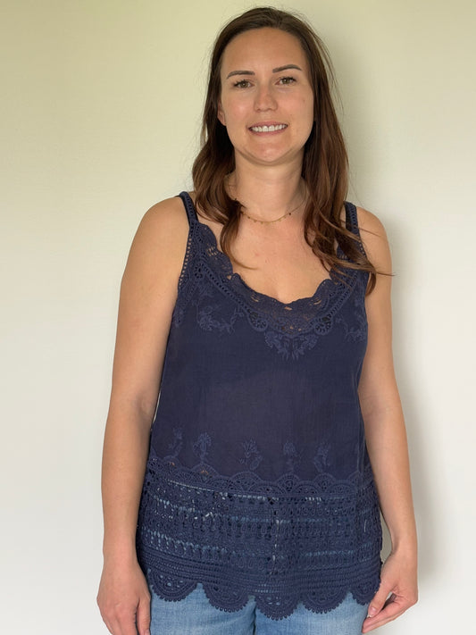 Lace Navy Tank