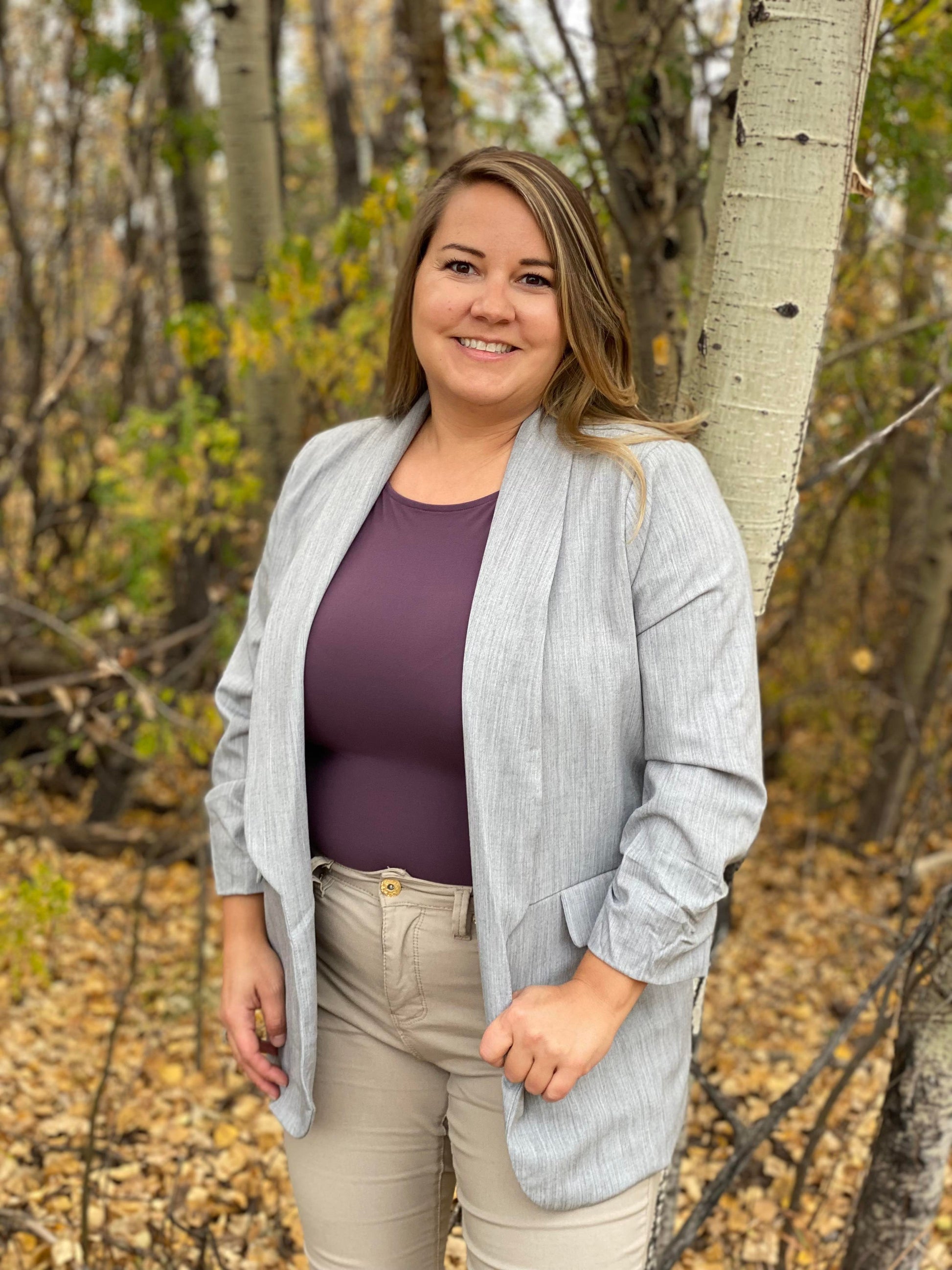 Cinched Sleeve Blazer Indigo Ivy