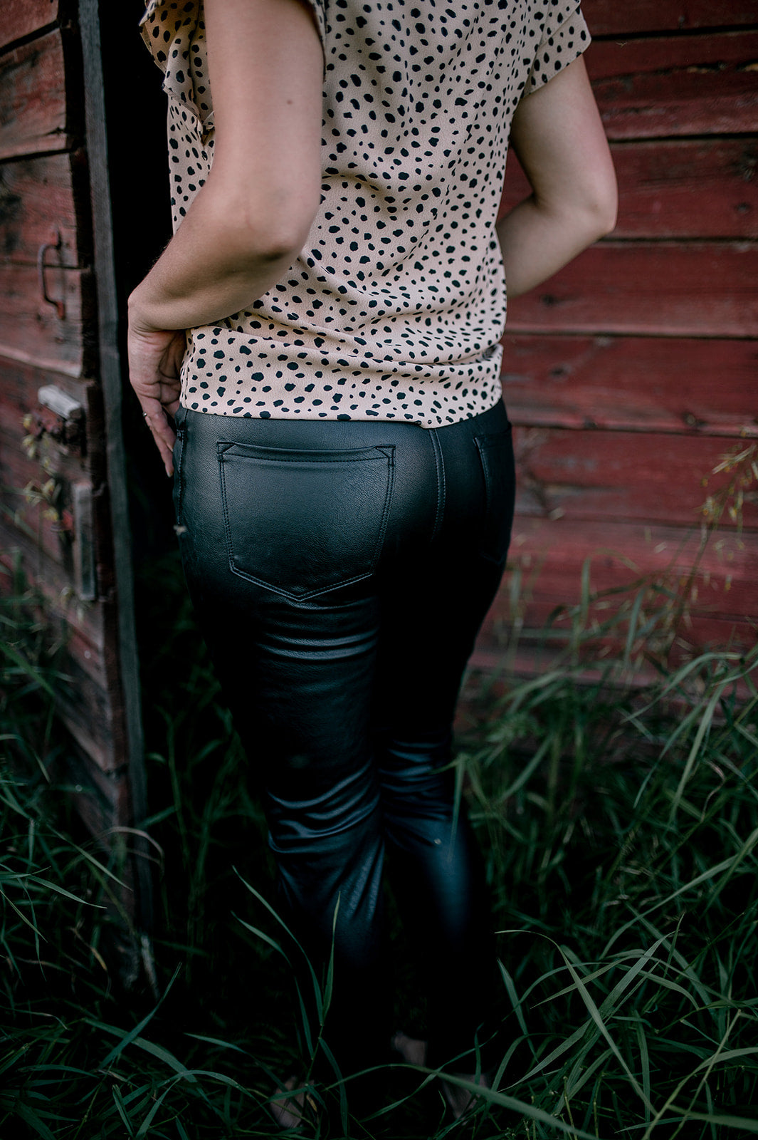 Black faux Leather Kancan Jeans