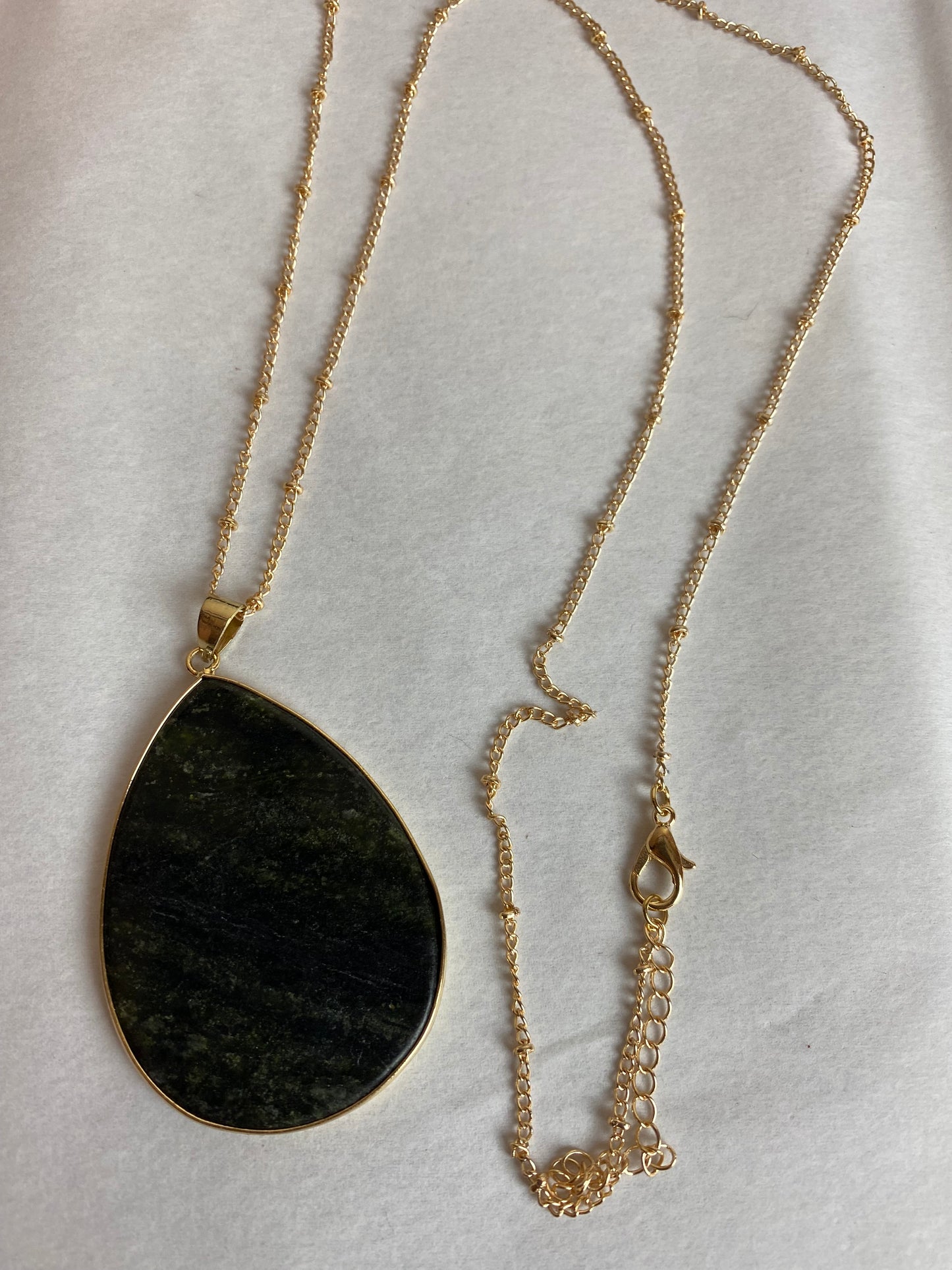 Natural black stone pendant necklace